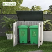 Patiowell 260 Gallon Outdoor Horizontal Storage Sheds, All-Weather Resin Tool Shed with Lockable Multi-Opening Door, Outdoor Storage Box for Trash Cans, Tools and Bicycles