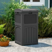 Patiowell 36 Gallon Hideaway Can Resin Trash with Latch for Backyard, Deck, or Patio,Black