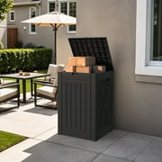 Patiowell 48 Gallon Resin Deck Box for Outside, Waterproof Storage Box with Lockable Secure, Black