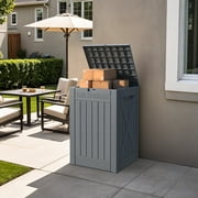 Patiowell 48 Gallon Resin Deck Box for Outside, Waterproof Storage Box with Lockable Secure, Gray