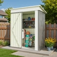 thumbnail image 1 of Patiowell 5 x 3 ft. Outdoor Metal Storage Shed, Lean-to Galvanized Steel Garden Tool Shed with Lockable Door for Backgard Patio Lawn, Gray, 1 of 8