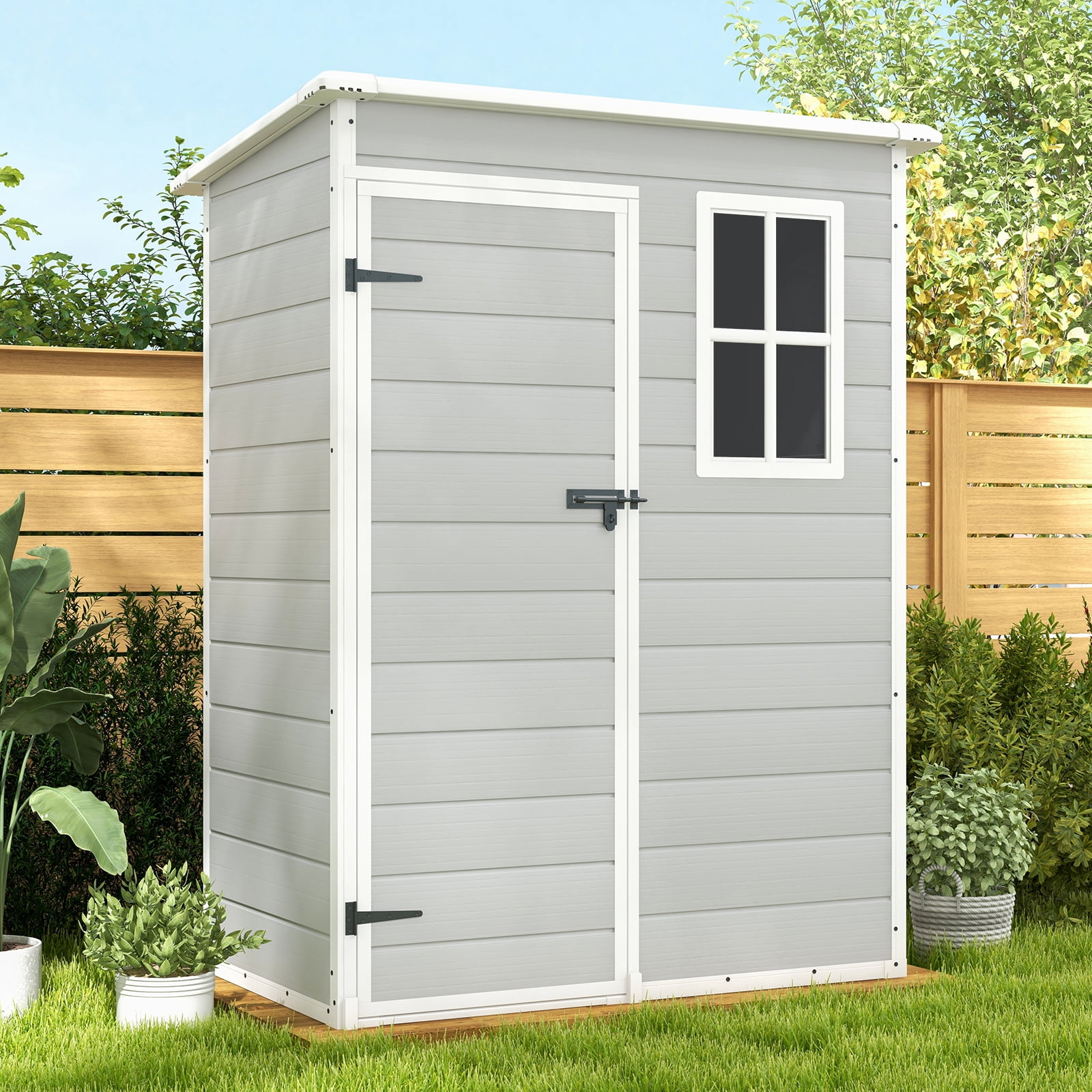 Patiowell 5x3 Resin Shed, Outdoor Backyard & Garden Deck Storage, Grey ...