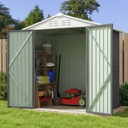Patiowell 6 x 4 ft. Outdoor Metal Storage Shed, Galvanized Steel Garden Tool Shed with Double Lockable Doors for Backgard Patio Lawn, Gray