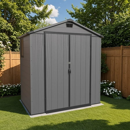 Patiowell 6'x4' Resin Storage Shed, Lockable Door & Window, Durable All-Weather Outdoor Shed for Garden & Tool Storage, Dark Gray
