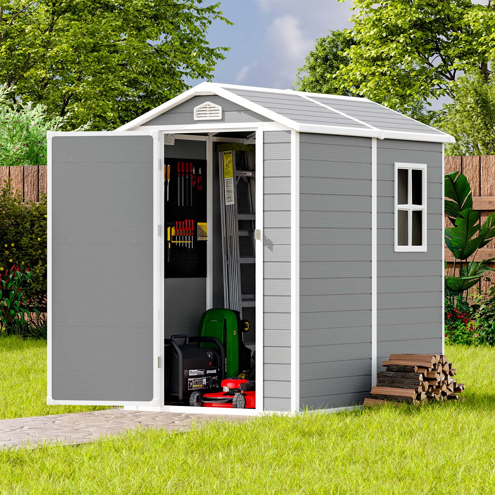 Patiowell 4x6 Resin Garden Shed for Backyard & Outside Storage, Grey ...