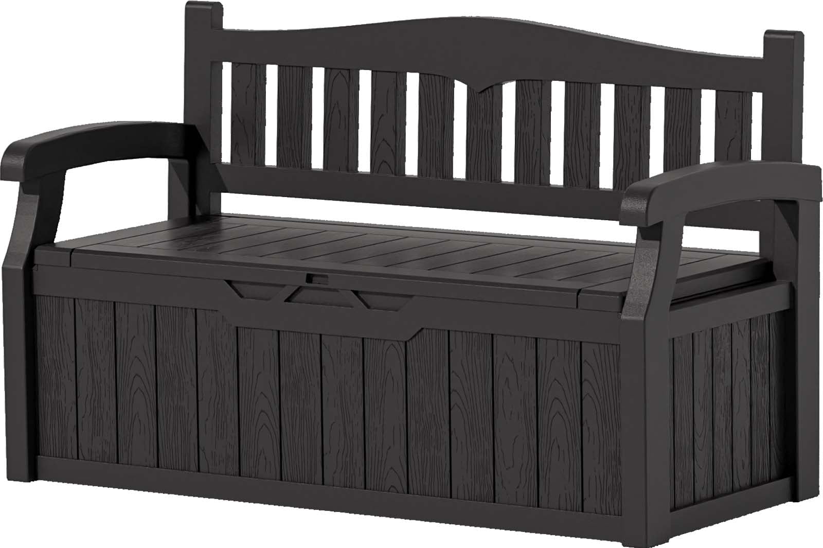 Patiowell 70 Gallon Outdoor Storage Bench, with Deck Box Organization and Waterproof Resin, Durable Outdoor Seating and Storage Box - Perfect to Store Garden Tools and Pool Toys, Black