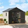 thumbnail image 1 of Patiowell 8'x10' Plastic Outdoor Storage Shed with Floor, Window & Lockable Door for Garden, Backyard, Easy to Install, Gray & White, 1 of 11