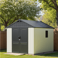thumbnail image 1 of Patiowell 8' x 10' Plastic Outdoor Storage Shed with Light & Window & Lockable Doors for Garden, Backyard, Patio Use, Gray & White, 1 of 13