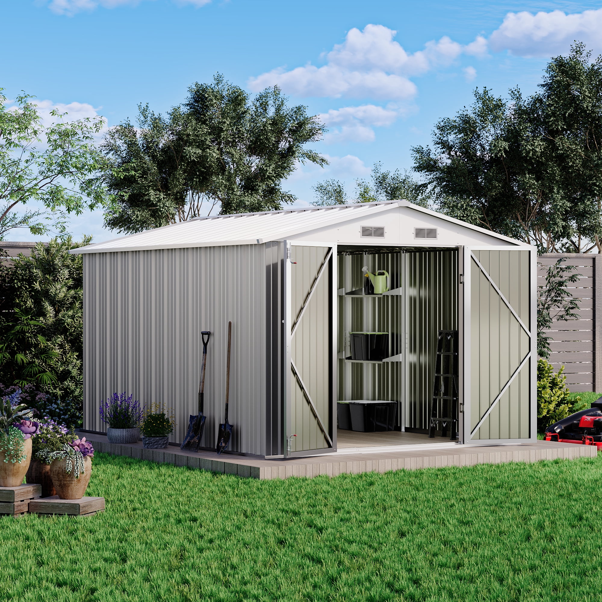 Patiowell Extra Large Garden Shed, 8x10 ft, Weatherproof with ...