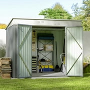 Patiowell 8' x 6' Metal Outdoor Storage Shed – Equipped with Vents and Lock, Galvanized Steel Construction Ensures Water-Resistance and UV-Resistance for Lawn, Patio, or Backyard Storage Needs, Gray