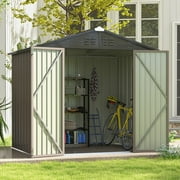 Patiowell 10 x 8 ft. Outdoor Storage Metal Shed with Sloping Roof and Double Lockable Door, Gray