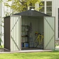 thumbnail image 1 of Patiowell 8' x 6' Outdoor Storage Shed Metal Shed with Sloping Roof and Lockable Door, Brown, 1 of 8