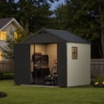 thumbnail image 1 of Patiowell 8' x 6' Plastic Outdoor Storage Shed with Light & Window & Lockable Doors for Garden, Backyard, Patio Use, Gray & White, 1 of 13