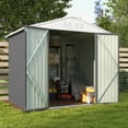 thumbnail image 1 of Patiowell 8 x 6 ft. Outdoor Metal Storage Shed, Galvanized Steel Garden Tool Shed with Double Lockable Doors for Backgard Patio Lawn, Gray, 1 of 7
