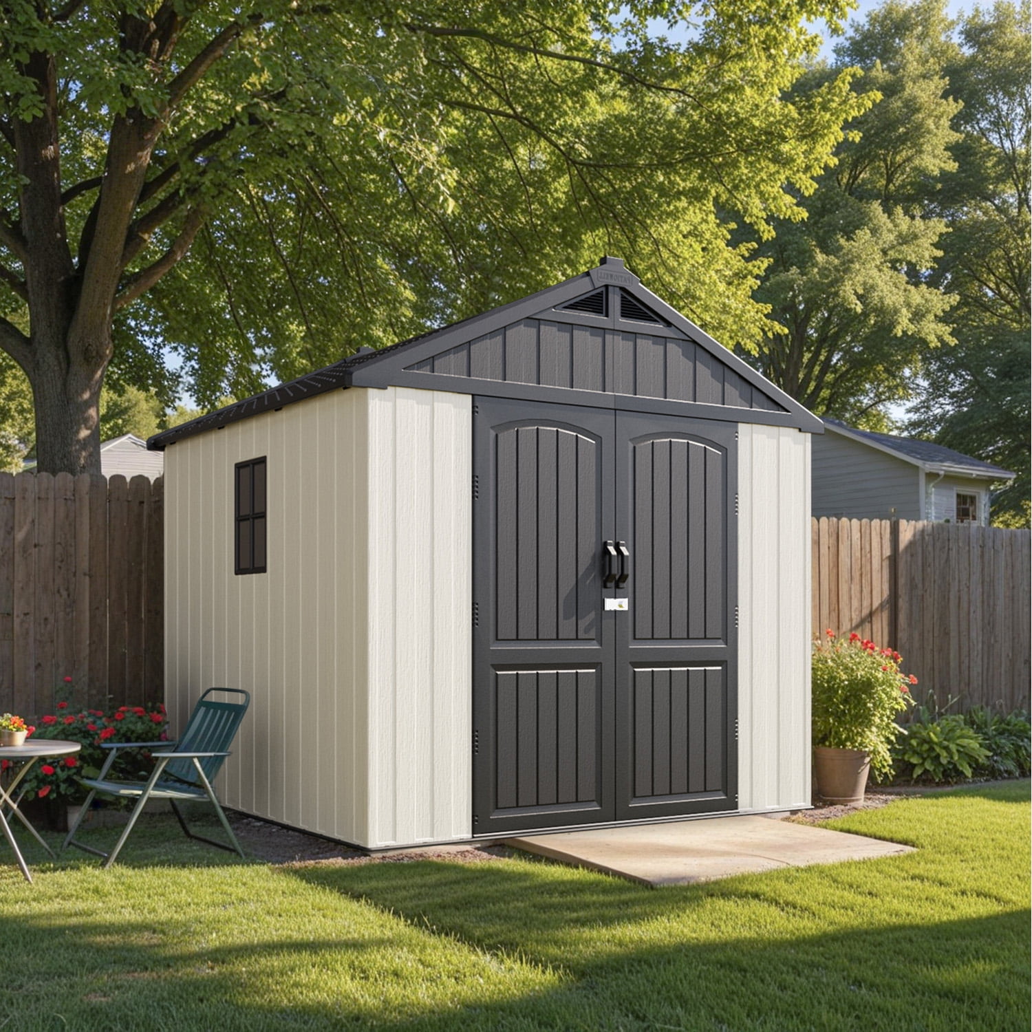 Patiowell 8' x 8' Plastic Outdoor Storage Shed with Light & Window ...