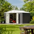 Patiowell 10 x 8 ft. Outdoor Storage Metal Shed with Sloping Roof and ...