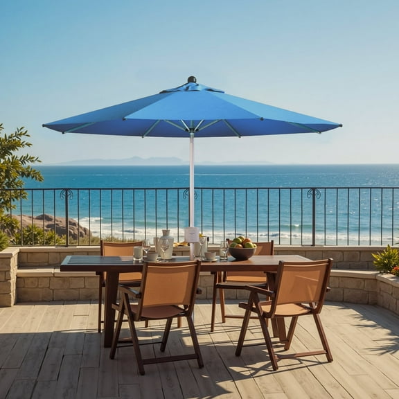 Patiowell Smart 9FT Auto Patio Umbrella, Remote Control, UV-Resistant, Weatherproof, Rechargeable for Pool, Garden & Outdoor, Blue