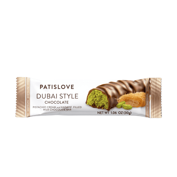 Patislove Dubai Style Milk Chocolate Bar with Pistachio Cream and Crispy Kadayif, 1.06 oz