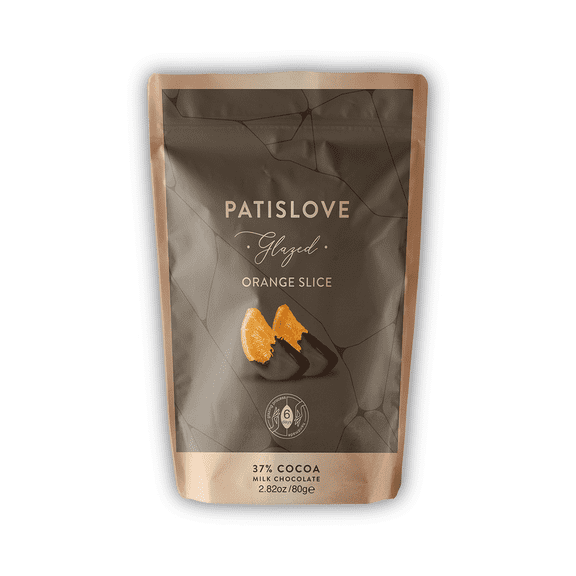 Patislove Milk Chocolate Covered Glazed Orange Slices 2.82 oz, Premium Fruit Snack