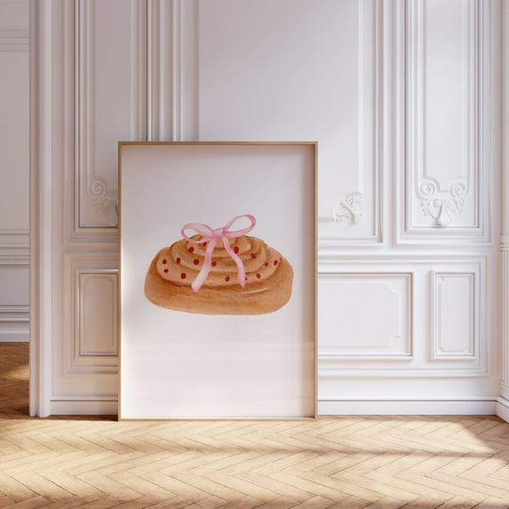 Patisserie Bun With Pink Bow, Coquette Room Decor, Balletcore Home Decor #635, Unframed Poster Size 8x12