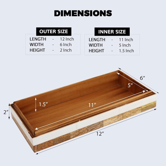 Patisserie Decorative Storage Box with Lid - Wooden Resin Inlay Coffee Table Organizer for Living Room
