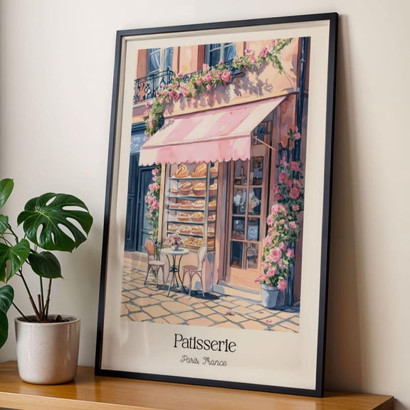 Patisserie French Bakery Wall Art Paris Café Romantic Kitchen Print Poster Pink Pastry Shop Artwork Cottagecore Wall Art Print Poster File, Size 8x12 UNFFRAMED F03.1.6l1576
