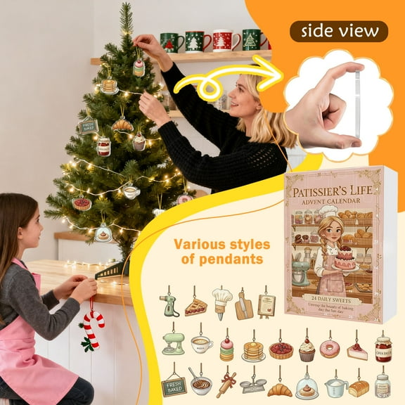 Patissier's Life Christmas Advent Calendars, 2D Acrylic Hanging Christmas Decorations Blind Boxes, Patissier's Life Christmas Tree Ornaments Countdown Clocks, Christmas Gifts for Cooking Lovers