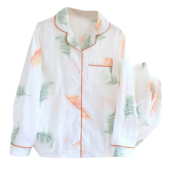 Patlollav 2 Pieces Women Pajamas Sets Cotton Pyjama Women Pajamas Sleepwear Sets Spring Summer Homewear