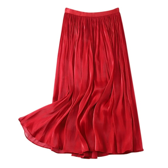 Patlollav 2024 Womens Skirt,Women'S Summer New High Waist Comfortable A-Line Skirt Large Size Temperament Mid Length Skirt
