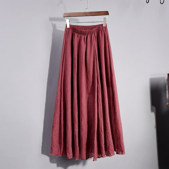 Patlollav 2024 Womens Skirts,Women'S Summer High Waist Comfortable A-Line Skirt Large Size Temperament Mid Length Skirt