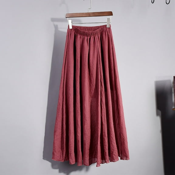 Patlollav 2024 Womens Skirts,Women'S Summer High Waist Comfortable A-Line Skirt Large Size Temperament Mid Length Skirt