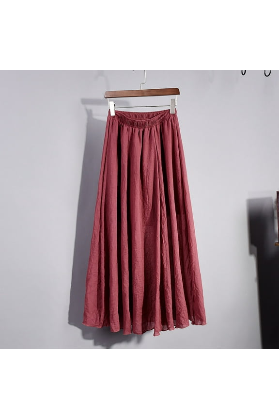 2024 Womens Skirts,Women'S Summer High Waist Comfortable A-Line Skirt Large Size Temperament Mid Length Skirt