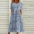 thumbnail image 1 of Patlollav Dress for Women's Summer Casual Round Neck Short Sleeve Floral Printed Knee Length Dresses, 1 of 6
