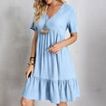 thumbnail image 1 of Patlollav 2025 Mini Dress for Women Summer Casual V-Neck Short Sleeve Knee-High Dresses, 1 of 6