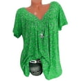 thumbnail image 1 of Patlollav Plus Size Blouse for Women V-Neck Short Sleeve Ruched Tunic Tee Summer T-Shirt Tops, 1 of 5
