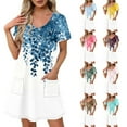 thumbnail image 1 of Patlollav 2025 Pocket Dresses for Women Summer Print Short-Sleeve V-Neck Casual Dress, 1 of 6
