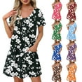 thumbnail image 1 of Patlollav 2025 Womens Fashion Summer Print Short-Sleeved V-Neck Casual Dress, 1 of 6
