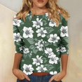 thumbnail image 1 of Patlollav 3/4 Sleeve T-Shirt for Women's Fashion Tees Casual Crewneck 3/4 Sleeve Ladies Loose Blouses Shirts, 1 of 6