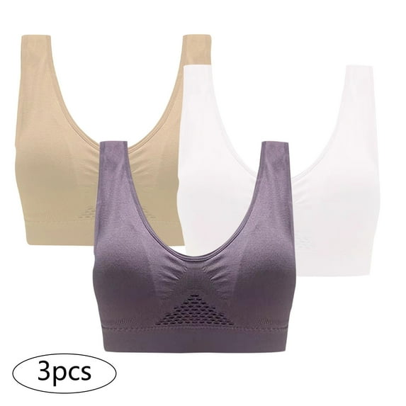 Patlollav 3-Pack Lingerie for Womens Sports Bra without Wire Free Support Yoga Running Vest Underwears