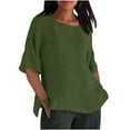 thumbnail image 1 of Patlollav 50% off Womens Work Shirt Solid Color Crewneck Loose Blouse Half Sleeve Casual Tunic Tops, 1 of 6