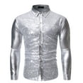 thumbnail image 1 of Patlollav Autumn Shirts Mens Lapel Cool Sequined Hot Stamping Process Dance Shirt, 1 of 6