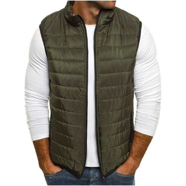 Patlollav Autumn/Winter Vests Solid Color All-Match Vest Mens Cotton ...