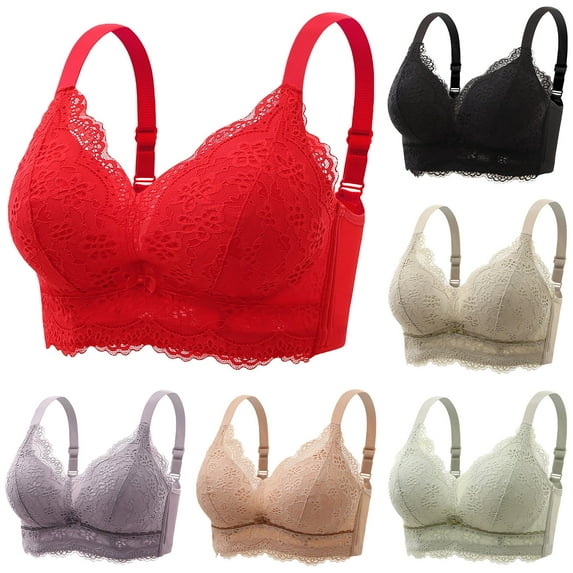 Patlollav Bras Womens Plus Size Solid Lace Lingerie Underwear Bralette Bras Comfortable Bra Sales or Clearance