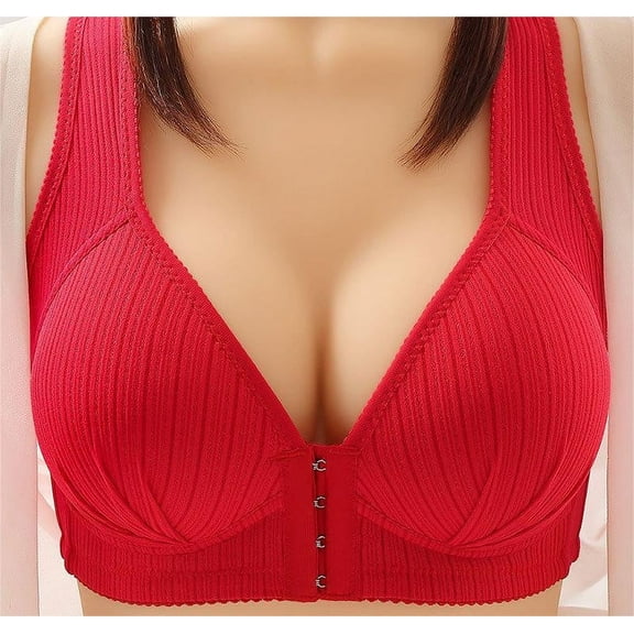 Patlollav Bras for Women, Womens Bra New Front Buckle Anti-Sagging Plus Size Thin Underwear
