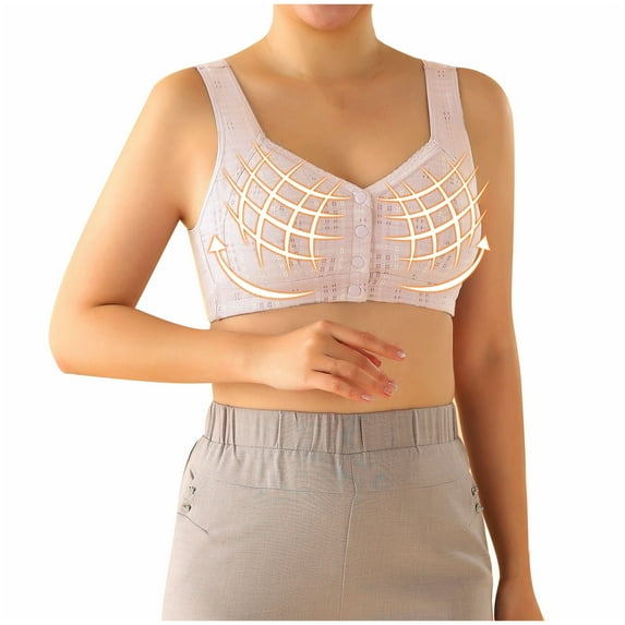 Patlollav Bras for Women, Womens Comfortable Adjustable Front Open Buckle Plus Size Breathable Bra Underwear