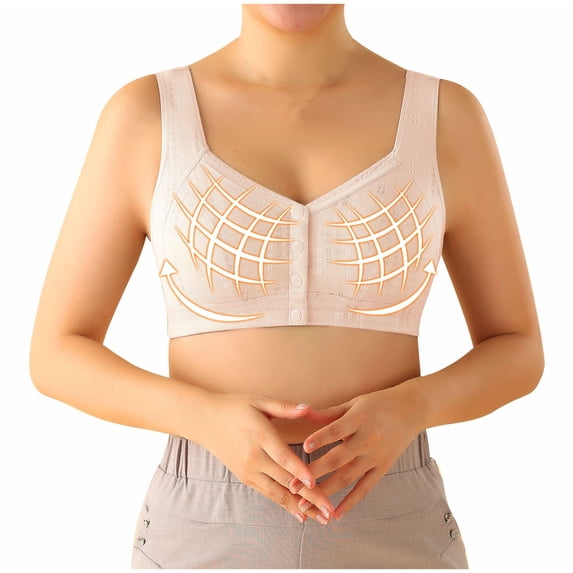 Patlollav Bras for Women, Womens Comfortable Adjustable Front Open Buckle Plus Size Breathable Bra Underwear
