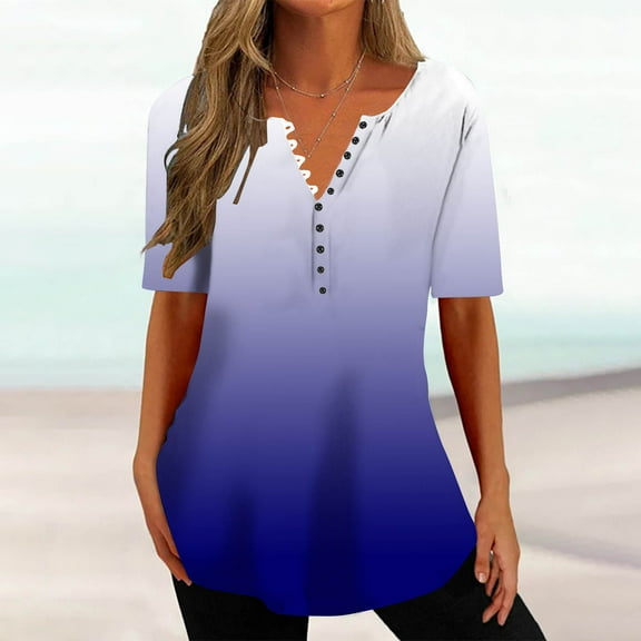 Patlollav Button Down Blouses for Women Pleated Short Sleeve Tunic Tops Dressy Casual Summer Shirts