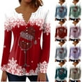 thumbnail image 1 of Patlollav Christmas Blouses,Womens Fashionable V-Neck Long Sleeve Button Tops, 1 of 7
