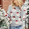 thumbnail image 1 of Patlollav Christmas Sweater Womens Clothing Print Round-Neck Long Sleeve Tops, 1 of 6