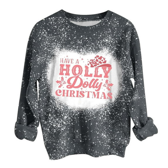 Patlollav Christmas Tops for Ladies,Women's Winter T-Shirt Long Sleeve Round Neck Shirts Gift